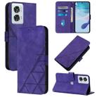 For Motorola Edge 50 Fusion Crossbody 3D Embossed Flip Leather Phone Case(Purple) - 1