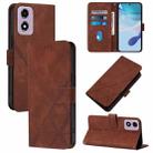 For Motorola Moto E14 Crossbody 3D Embossed Flip Leather Phone Case(Brown) - 1