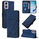 For Motorola Moto E14 Crossbody 3D Embossed Flip Leather Phone Case(Blue) - 1