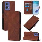 For Motorola Moto G85 Crossbody 3D Embossed Flip Leather Phone Case(Brown) - 1