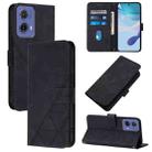 For Motorola Moto G85 Crossbody 3D Embossed Flip Leather Phone Case(Black) - 1