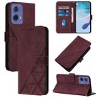 For Motorola Moto G85 Crossbody 3D Embossed Flip Leather Phone Case(Wine Red) - 1