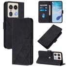 For Motorola Edge 50 5G Crossbody 3D Embossed Flip Leather Phone Case(Black) - 1