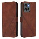 For Motorola Edge 50 5G Global Crossbody 3D Embossed Flip Leather Phone Case(Brown) - 2