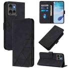 For Motorola Edge 50 5G Global Crossbody 3D Embossed Flip Leather Phone Case(Black) - 1