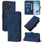 For Motorola Moto G15 Crossbody 3D Embossed Flip Leather Phone Case(Blue) - 1