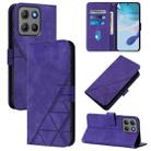 For Motorola Moto G15 Power Crossbody 3D Embossed Flip Leather Phone Case(Purple) - 1