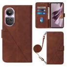 For OPPO Reno10/10 Pro Global Crossbody 3D Embossed Flip Leather Phone Case(Brown) - 1