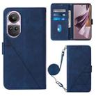 For OPPO Reno10 / 10 Pro Global Crossbody 3D Embossed Flip Leather Phone Case(Blue) - 1