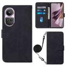 For OPPO Reno10 / 10 Pro Global Crossbody 3D Embossed Flip Leather Phone Case(Black) - 1