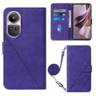 For OPPO Reno10/10 Pro Global Crossbody 3D Embossed Flip Leather Phone Case(Purple) - 1