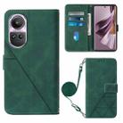 For OPPO Reno10/10 Pro Global Crossbody 3D Embossed Flip Leather Phone Case(Dark Green) - 1