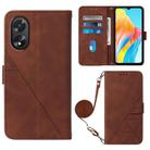 For OPPO A38 4G Global Crossbody 3D Embossed Flip Leather Phone Case(Brown) - 1