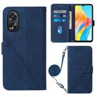 For OPPO A38 4G Global Crossbody 3D Embossed Flip Leather Phone Case(Blue) - 1