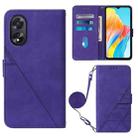 For OPPO A38 4G Global Crossbody 3D Embossed Flip Leather Phone Case(Purple) - 1