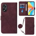 For OPPO A38 4G Global Crossbody 3D Embossed Flip Leather Phone Case(Wine Red) - 1