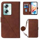 For OPPO A79 5G Crossbody 3D Embossed Flip Leather Phone Case(Brown) - 1