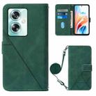 For OPPO A79 5G Crossbody 3D Embossed Flip Leather Phone Case(Dark Green) - 1