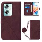 For OPPO A79 5G Crossbody 3D Embossed Flip Leather Phone Case(Wine Red) - 1