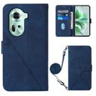 For OPPO Reno11 5G Global Crossbody 3D Embossed Flip Leather Phone Case(Blue) - 1