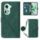 For OPPO Reno11 5G Global Crossbody 3D Embossed Flip Leather Phone Case(Dark Green) - 1