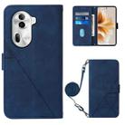 For OPPO Reno11 Pro 5G Global Crossbody 3D Embossed Flip Leather Phone Case(Blue) - 1