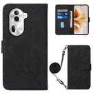 For OPPO Reno11 Pro 5G Global Crossbody 3D Embossed Flip Leather Phone Case(Black) - 1