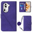 For OPPO Reno11 Pro 5G Global Crossbody 3D Embossed Flip Leather Phone Case(Purple) - 1