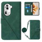 For OPPO Reno11 Pro 5G Global Crossbody 3D Embossed Flip Leather Phone Case(Dark Green) - 1