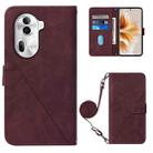 For OPPO Reno11 Pro 5G Global Crossbody 3D Embossed Flip Leather Phone Case(Wine Red) - 1