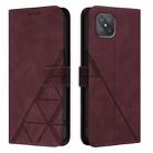 For OPPO A92s 5G Crossbody 3D Embossed Flip Leather Phone Case(Wine Red) - 2