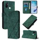 For OPPO A32 2020 4G / A53 2020 4G Crossbody 3D Embossed Flip Leather Phone Case(Dark Green) - 1