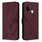 For OPPO A32 2020 4G / A53 2020 4G Crossbody 3D Embossed Flip Leather Phone Case(Wine Red) - 2