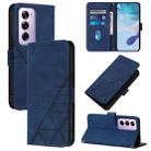 For OPPO Reno12 Pro Global Crossbody 3D Embossed Flip Leather Phone Case(Blue) - 1