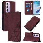 For OPPO Reno12 Pro Global Crossbody 3D Embossed Flip Leather Phone Case(Wine Red) - 1