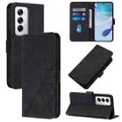 For OPPO Reno12 Global Crossbody 3D Embossed Flip Leather Phone Case(Black) - 1