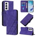 For OPPO Reno12 Global Crossbody 3D Embossed Flip Leather Phone Case(Purple) - 1