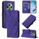 For OPPO Reno12 F 5G Global Crossbody 3D Embossed Flip Leather Phone Case(Purple) - 1