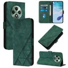 For OPPO Reno12 F 5G Global Crossbody 3D Embossed Flip Leather Phone Case(Dark Green) - 1