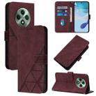 For OPPO Reno12 F 5G Global Crossbody 3D Embossed Flip Leather Phone Case(Wine Red) - 1