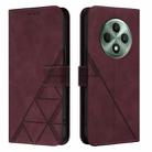 For OPPO Reno12 F 5G Global Crossbody 3D Embossed Flip Leather Phone Case(Wine Red) - 2