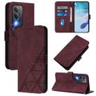 For OPPO A80 5G EU Crossbody 3D Embossed Flip Leather Phone Case(Wine Red) - 1