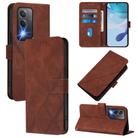 For OPPO K12x 5G Global Crossbody 3D Embossed Flip Leather Phone Case(Brown) - 1