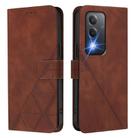 For OPPO K12x 5G Global Crossbody 3D Embossed Flip Leather Phone Case(Brown) - 2