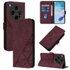 For OPPO Find X8 Ultra 5G Crossbody 3D Embossed Flip Leather Phone Case(Wine Red) - 1
