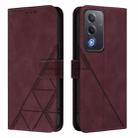 For OPPO A5 5G Global / A3 Pro 5G Global Crossbody 3D Embossed Flip Leather Phone Case(Wine Red) - 2