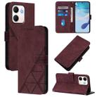 For OPPO A5X 4G / A5X 5G Crossbody 3D Embossed Flip Leather Phone Case(Wine Red) - 1