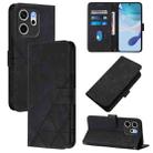 For OPPO Reno14 F 5G Crossbody 3D Embossed Flip Leather Phone Case(Black) - 1