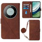 For Huawei Mate 60 Crossbody 3D Embossed Flip Leather Phone Case(Brown) - 1
