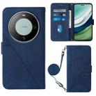 For Huawei Mate 60 Pro Crossbody 3D Embossed Flip Leather Phone Case(Blue) - 1